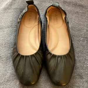 Used Cole Haan York Leather Black Ballet Flats Size 8 B
